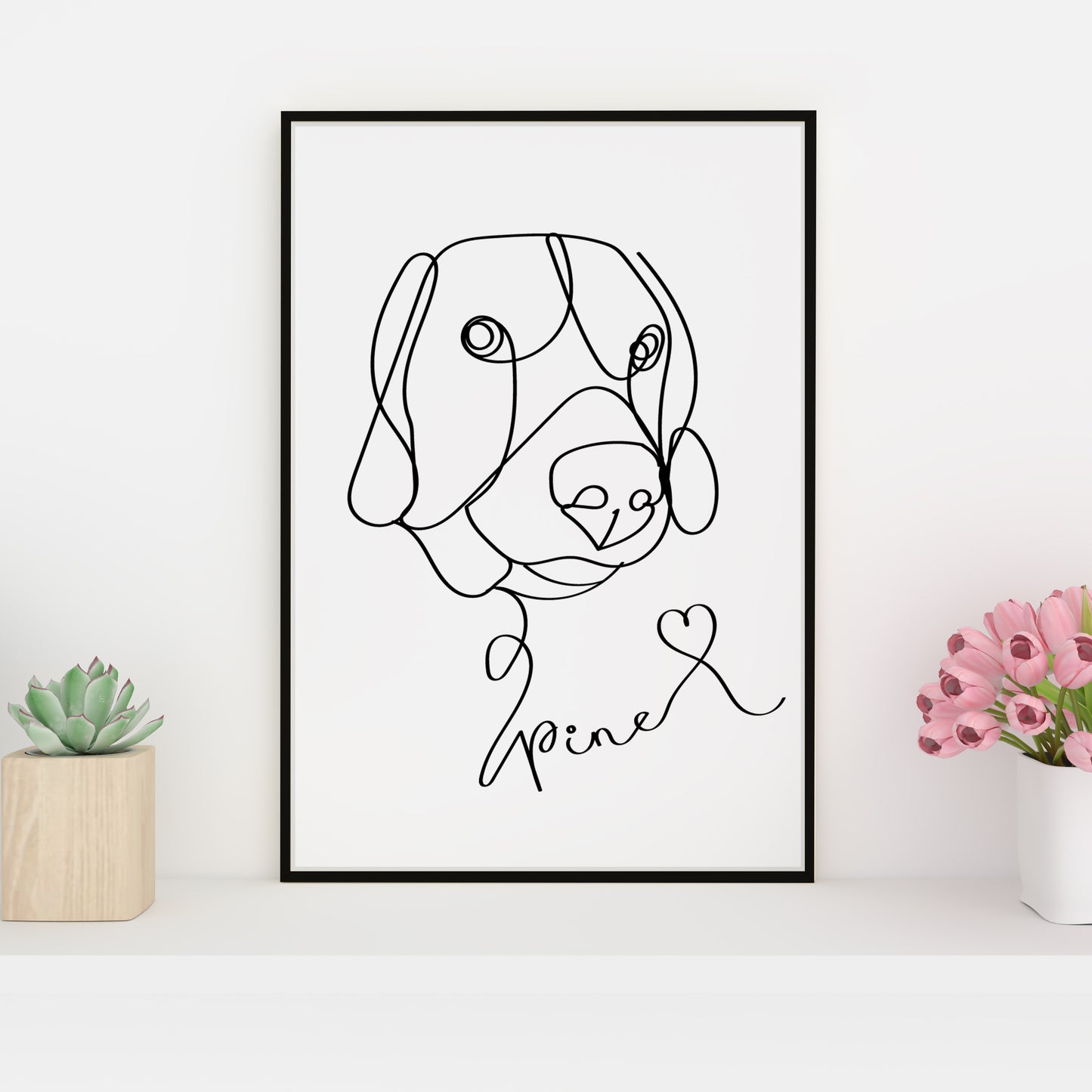 Framed one line art poster